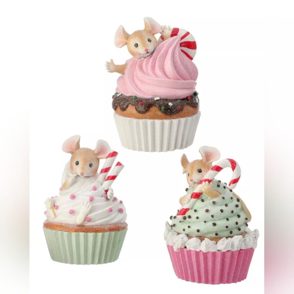 Regency International 6" Mini Mice on Cupcakes Set of 3